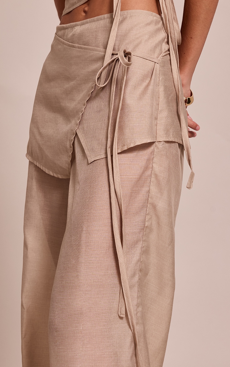 Stone Sheer Organza Tie Detail Straight Leg Pants image 4