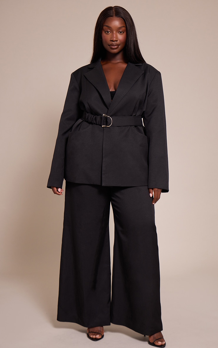 Plus Black Belted Blazer image 3