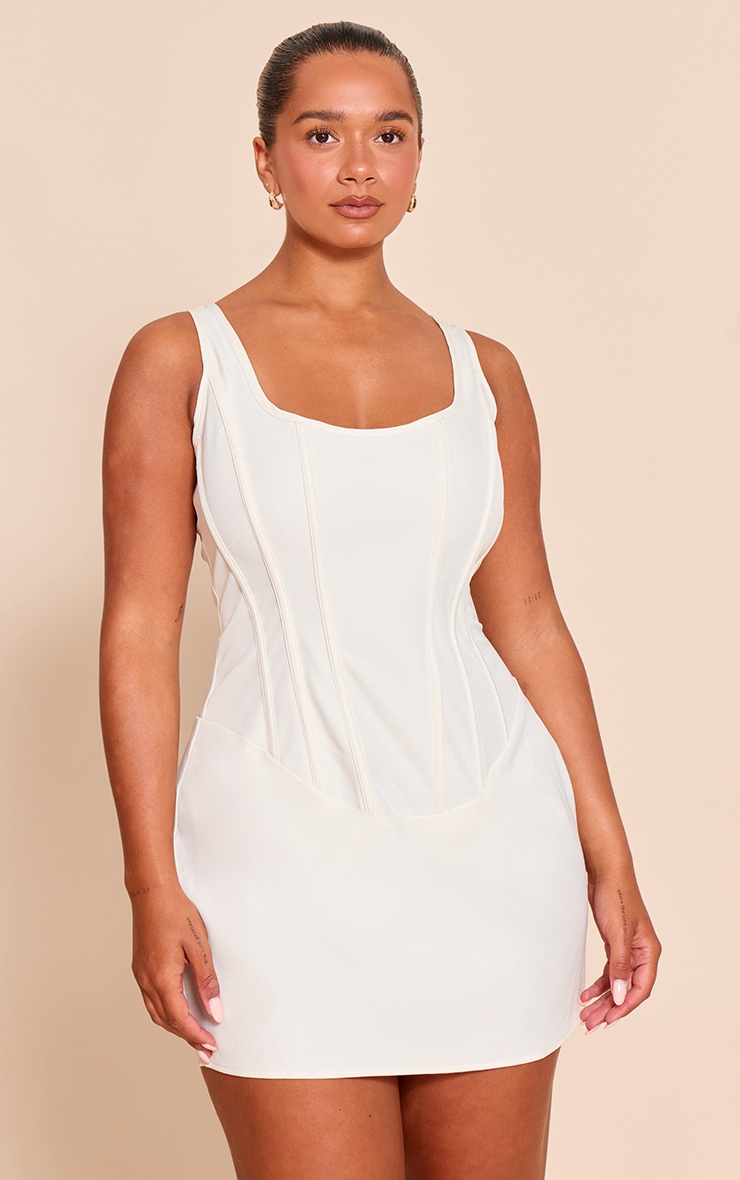 Shape CREAM square neck corset mini dress image 1