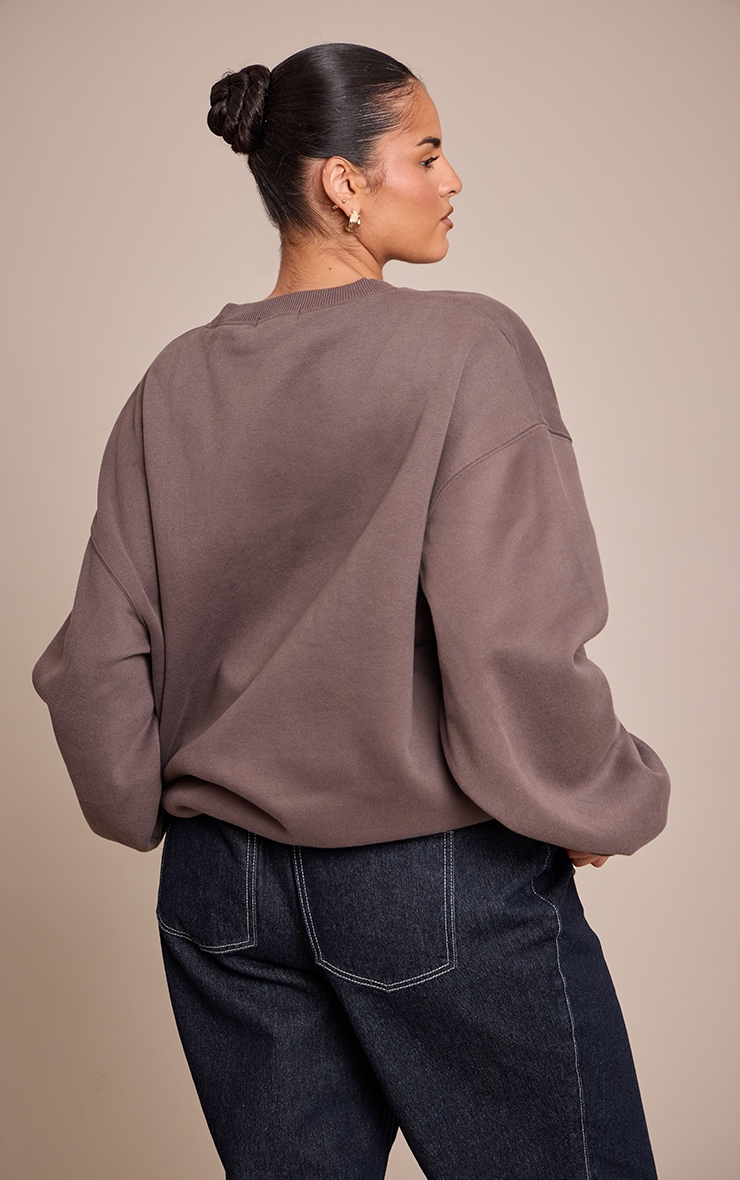 Plus Charcoal Cotton Fleece Pullover Sweatshirt image 2