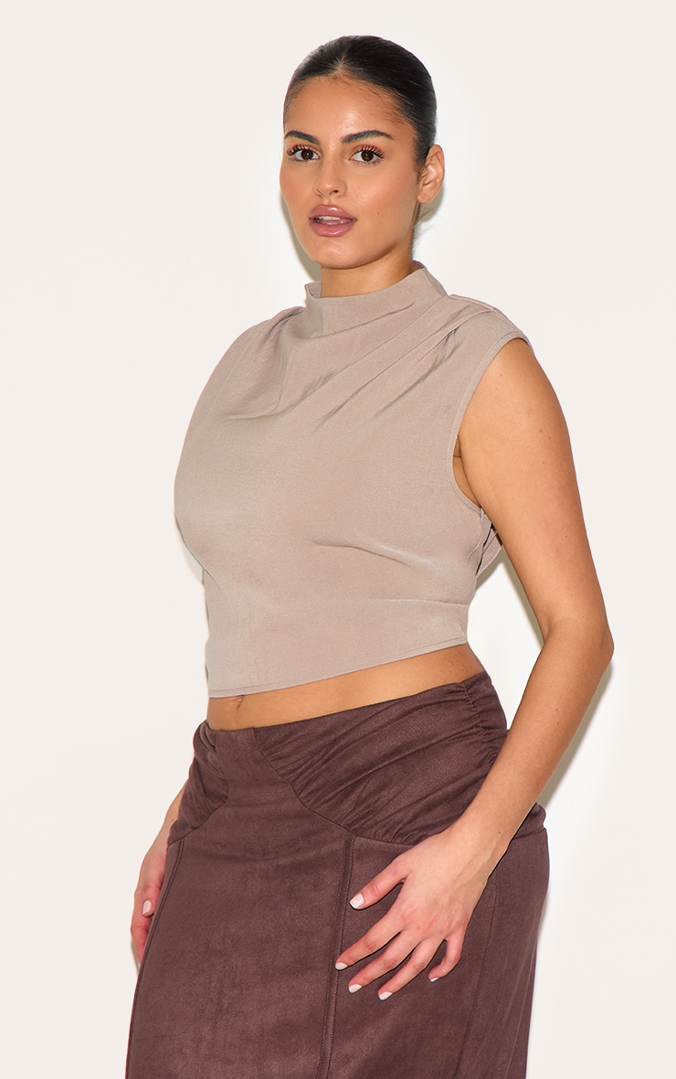 Plus Mushroom Woven Pleated Boxy Top image 4