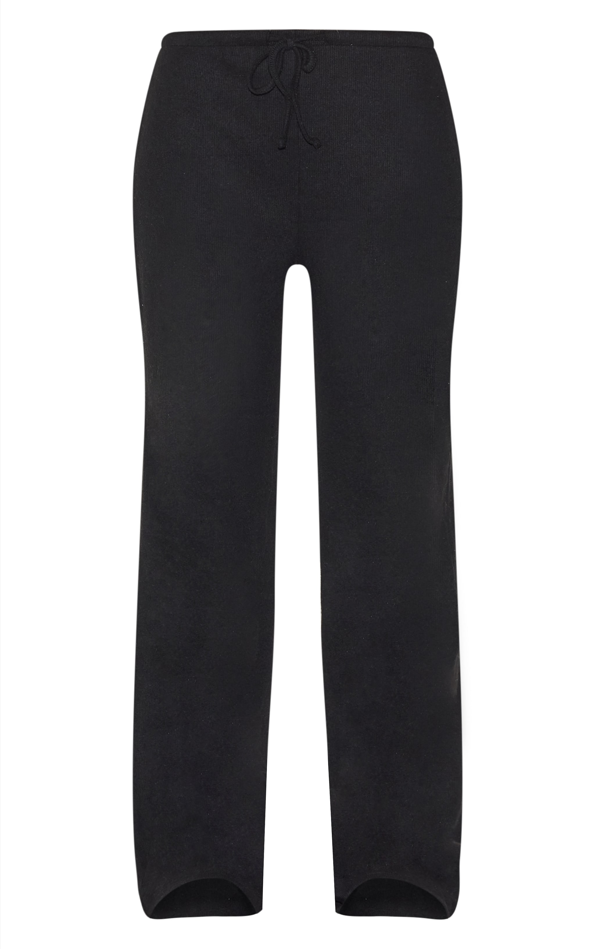 Black Soft Ribbed Wide Leg Pants image 5