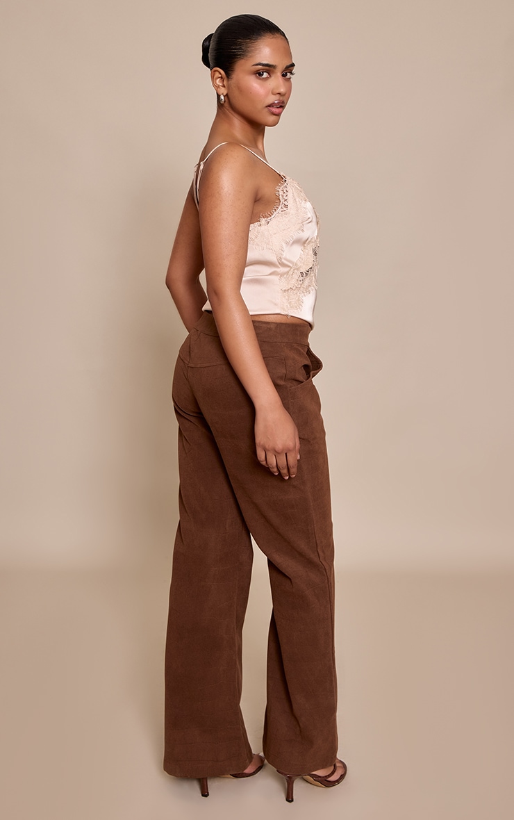Petite Chocolate Suede Low Rise Flares image 3