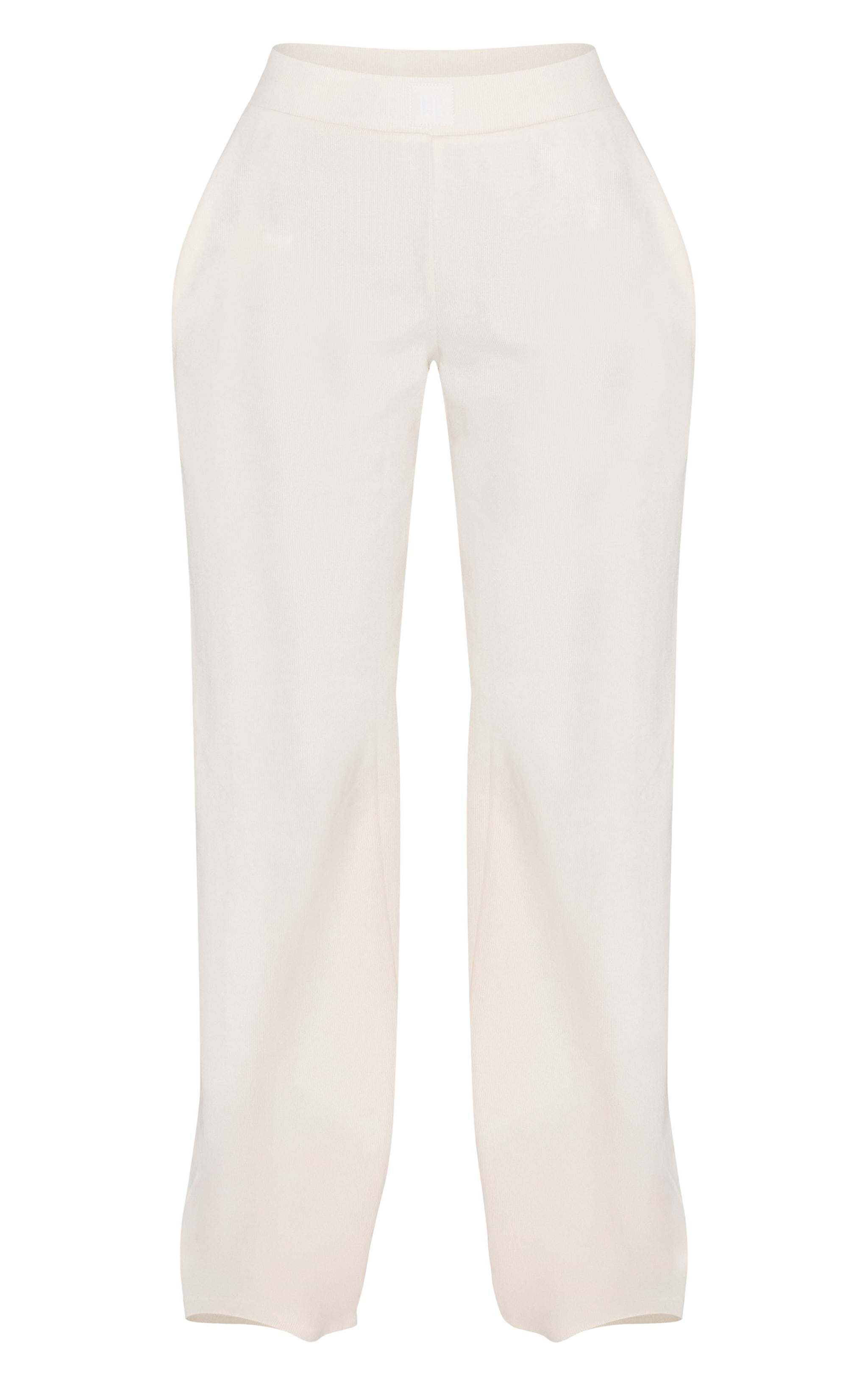 PrettyLittleThing Pantalon de pyjama large tonal côtelé crème à taille élastique image 5