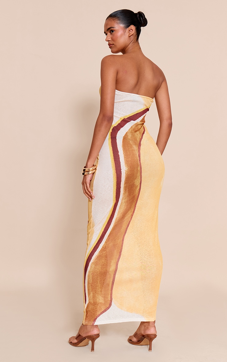 Red Onion Skin Bandeau Abstract Print Maxi Dress image 2