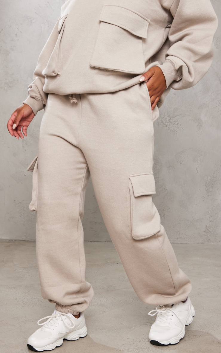 PRETTYLITTLETHING Plus Stone Cargo Sweat Sweatpants image 2