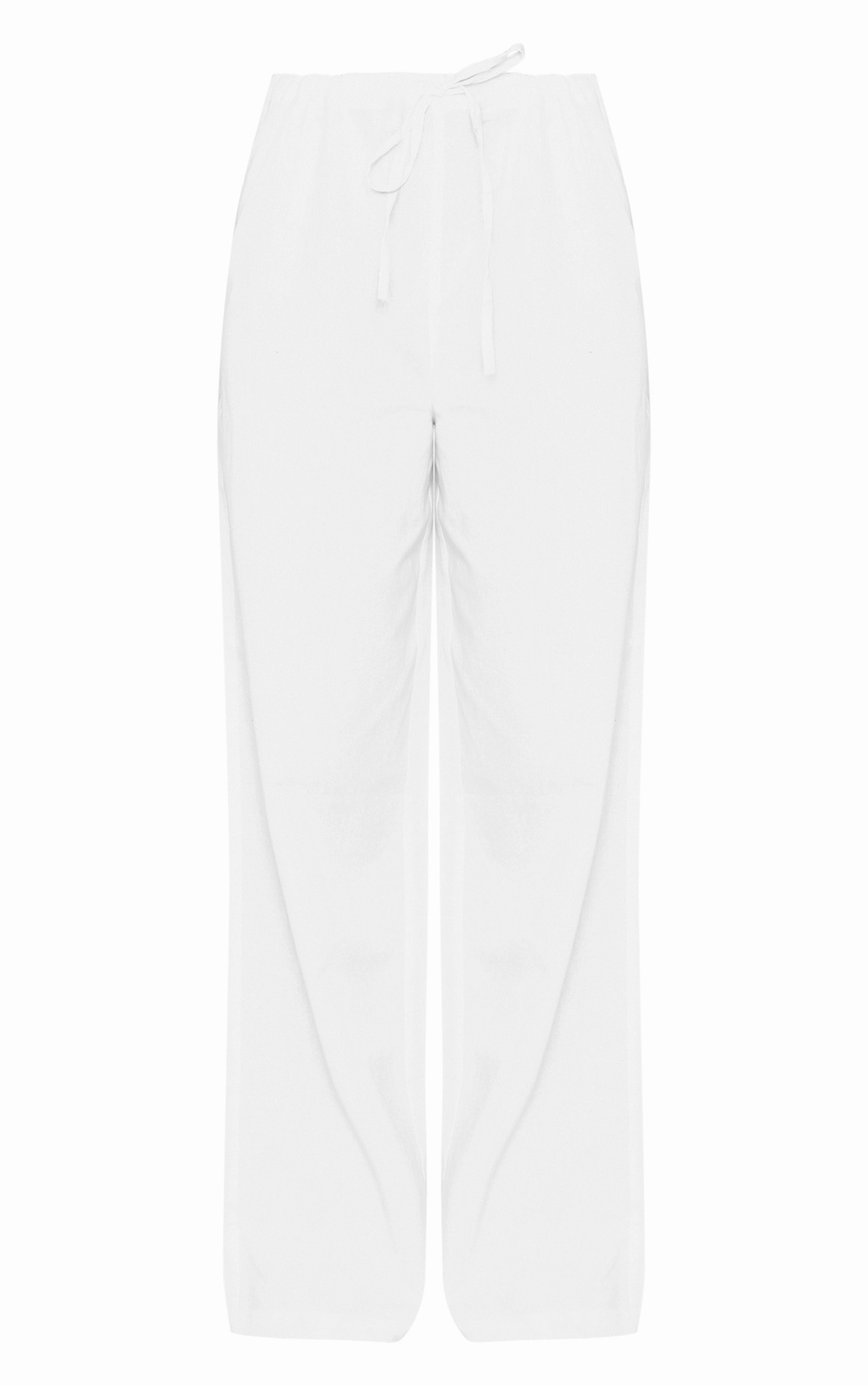 Tall Pantalon large blanc en effet lin à cordon ajustable image 5