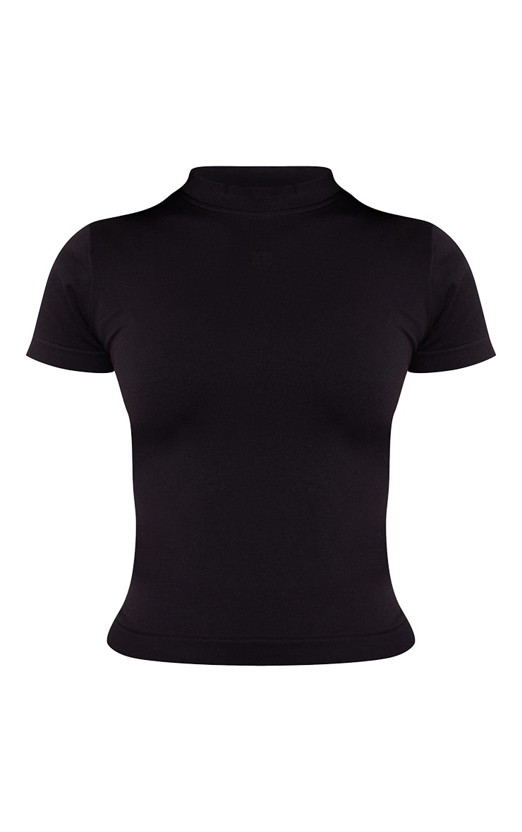 Petite Black Seamless Logo Gym Long Top image 5