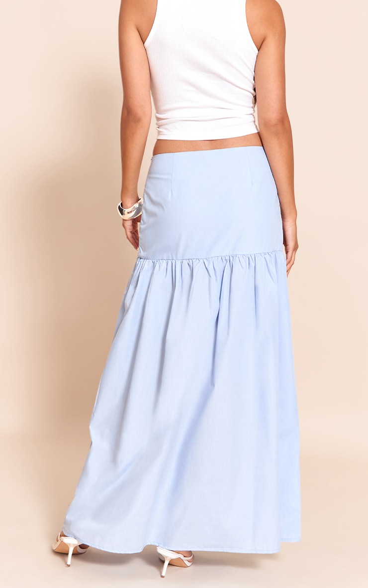 Blue Cotton Poplin Drop Waist Maxi Skirt image 3