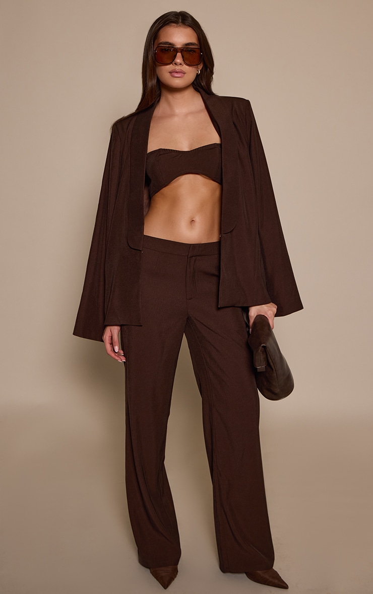 Dark Brown Tailored Longline Blazer image 3