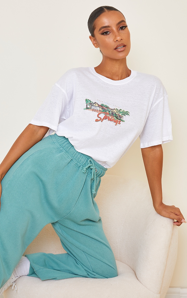 White Palm Springs Printed T Shirt
