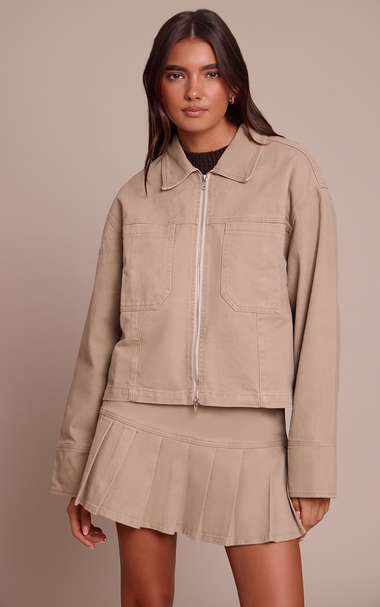 Stone Pleated Denim Mini Skirt image 4