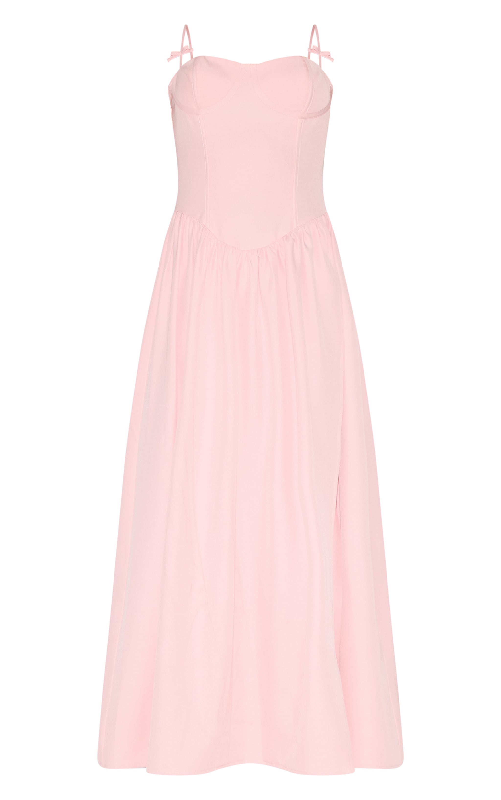 Petite Pale Rose Strappy Corset Detail Pleated Midi Dress image 5