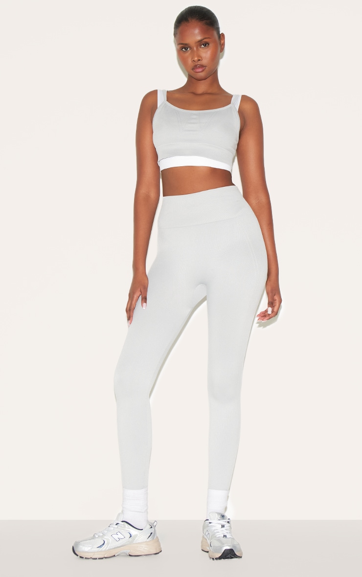 Light Grey Seamless Double Layered Sports Bra image 3