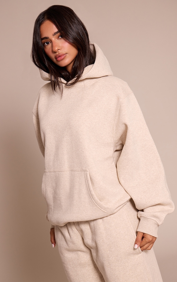 Petite Oatmeal Boxy Oversized Pull Over Hoodie