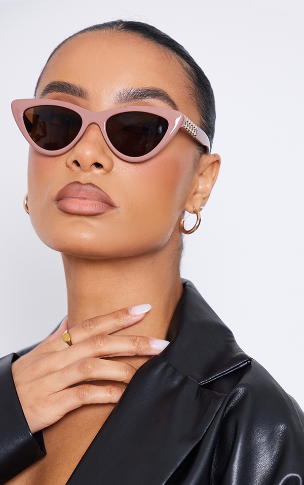 Mauve Overlapping Chain Cat Eye Sunglasses PrettyLittleThing USA