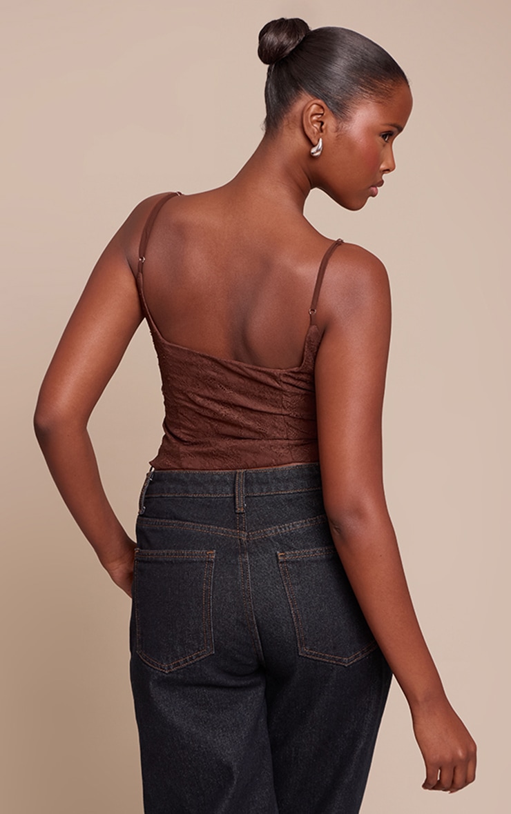 Chocolate Lace Strappy Corset image 2