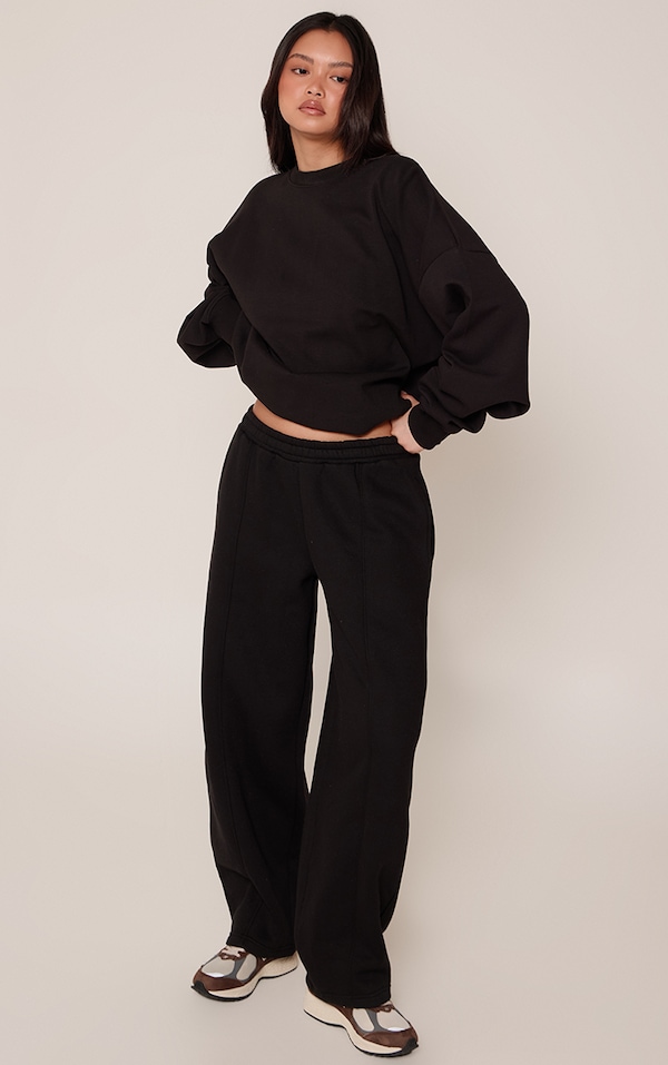 Black Pintuck Barrel Leg Sweatpant