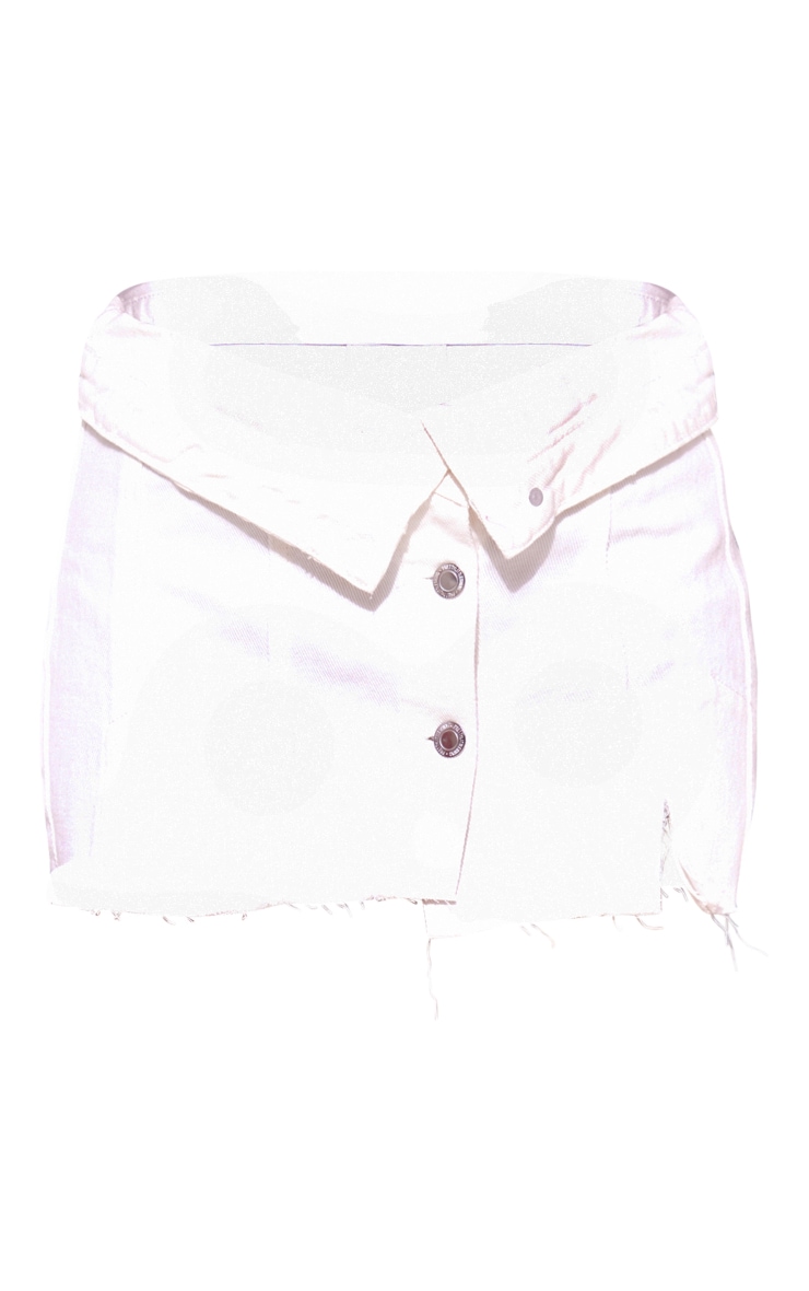 Petite White Distressed Button Front Denim Micro Mini Skirt image 6