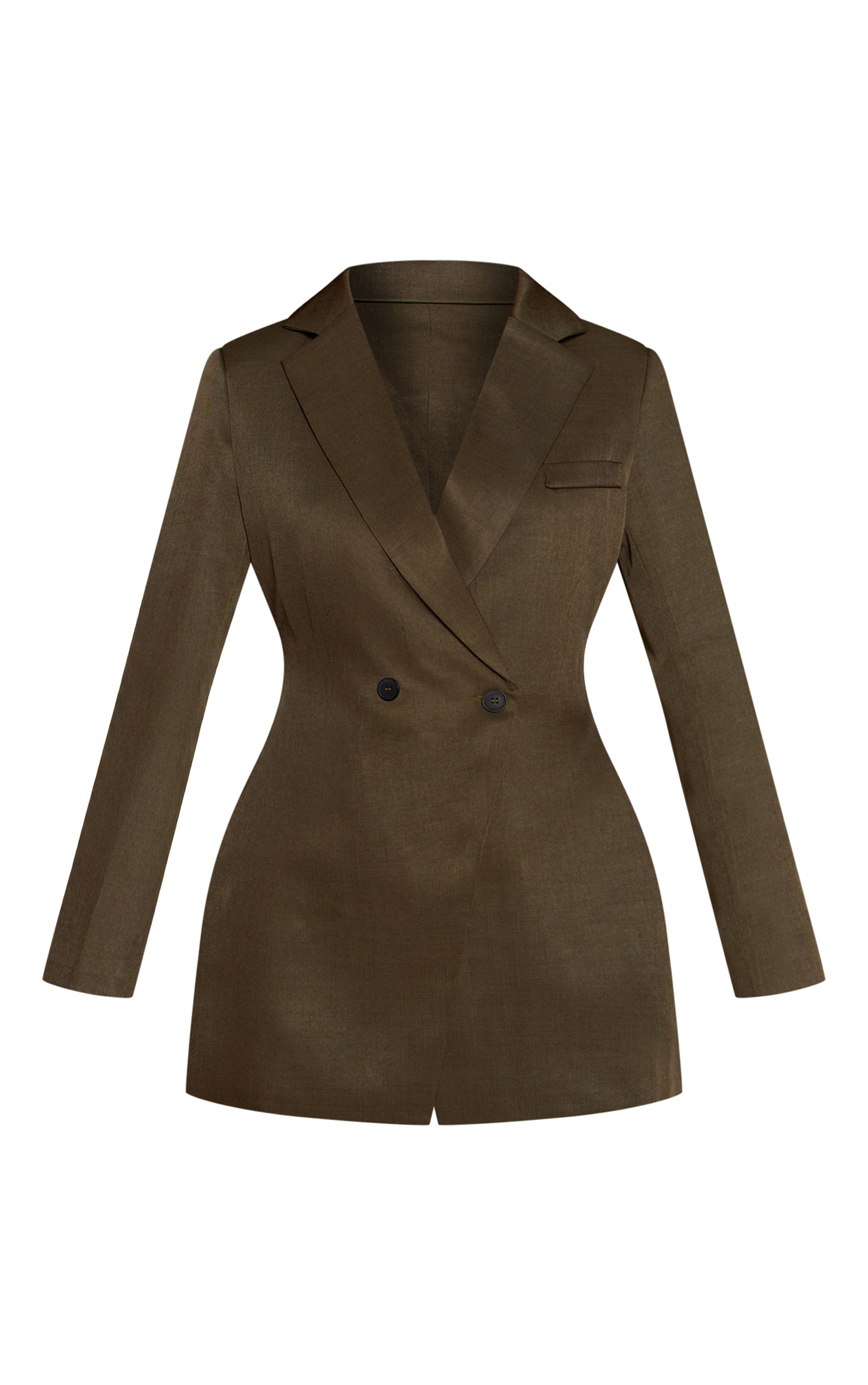 Robe blazer tissée kaki taille cintrée et double boutonnière image 5
