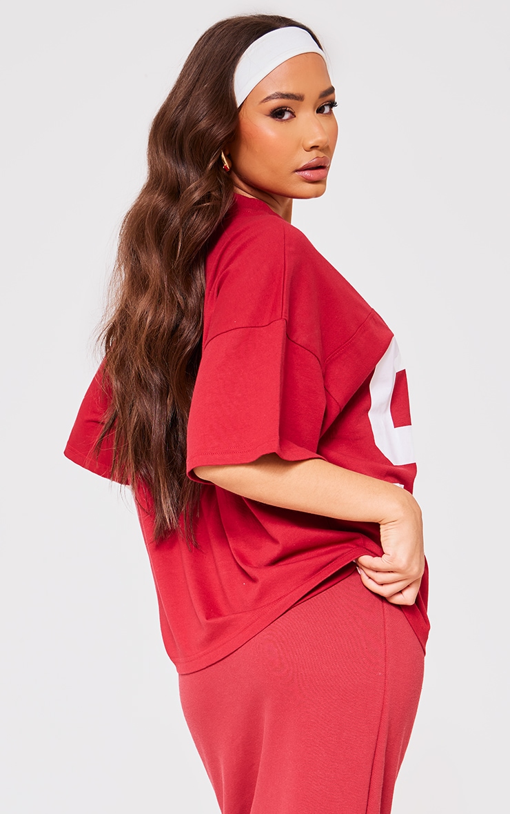 Petite Red Oversized '99' Slogan T-shirt image 2