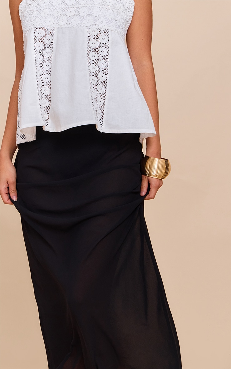Black Sheer Chiffon Midaxi Skirt image 4