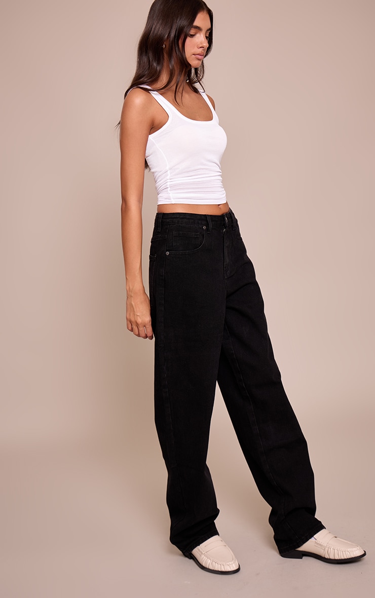 PRETTYLITTLETHING Washed Black High Waist Boyfriend Jean image 2