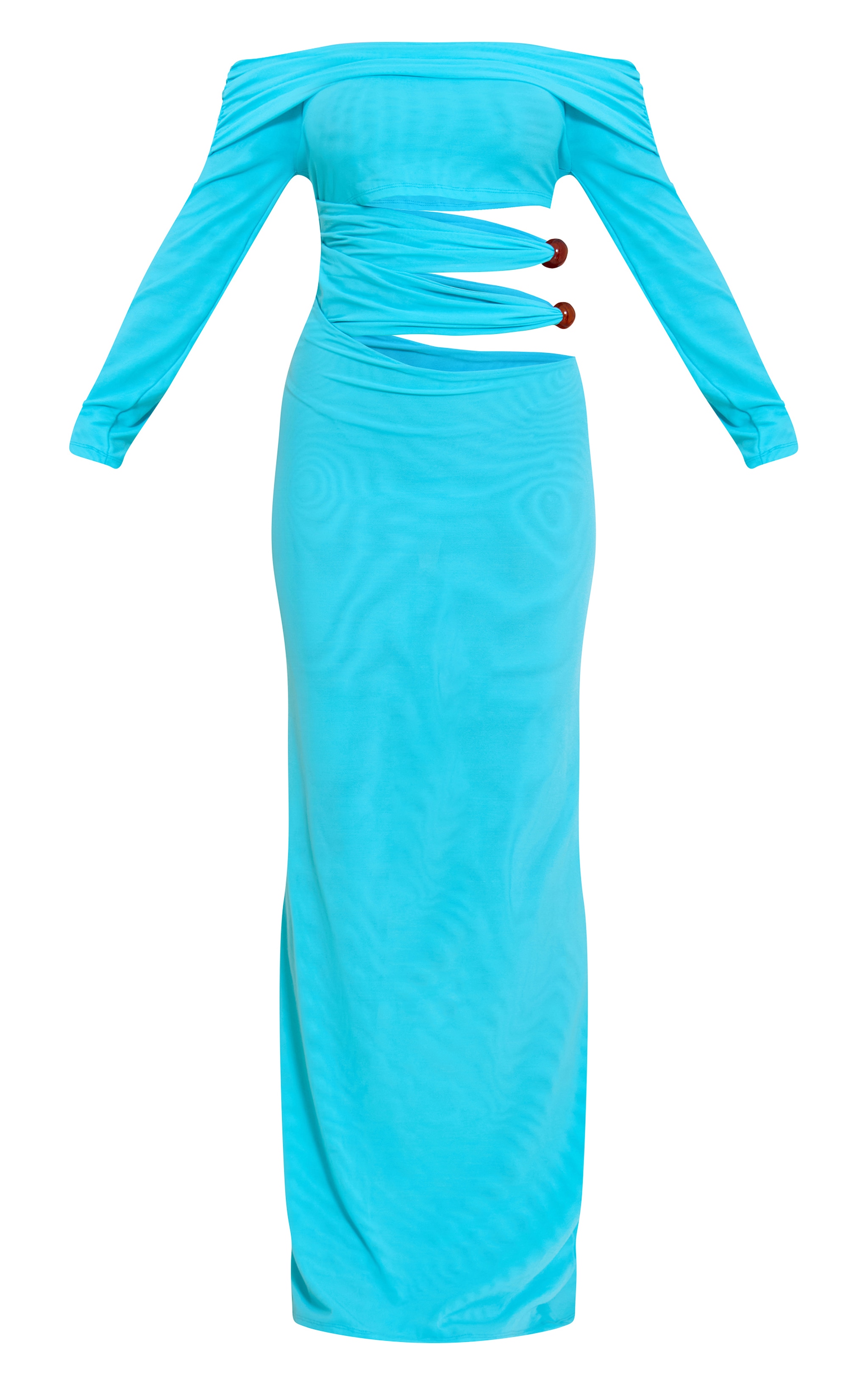 Petite Blue Bead Detail Cut Out Long Sleeve Maxi Dress image 5