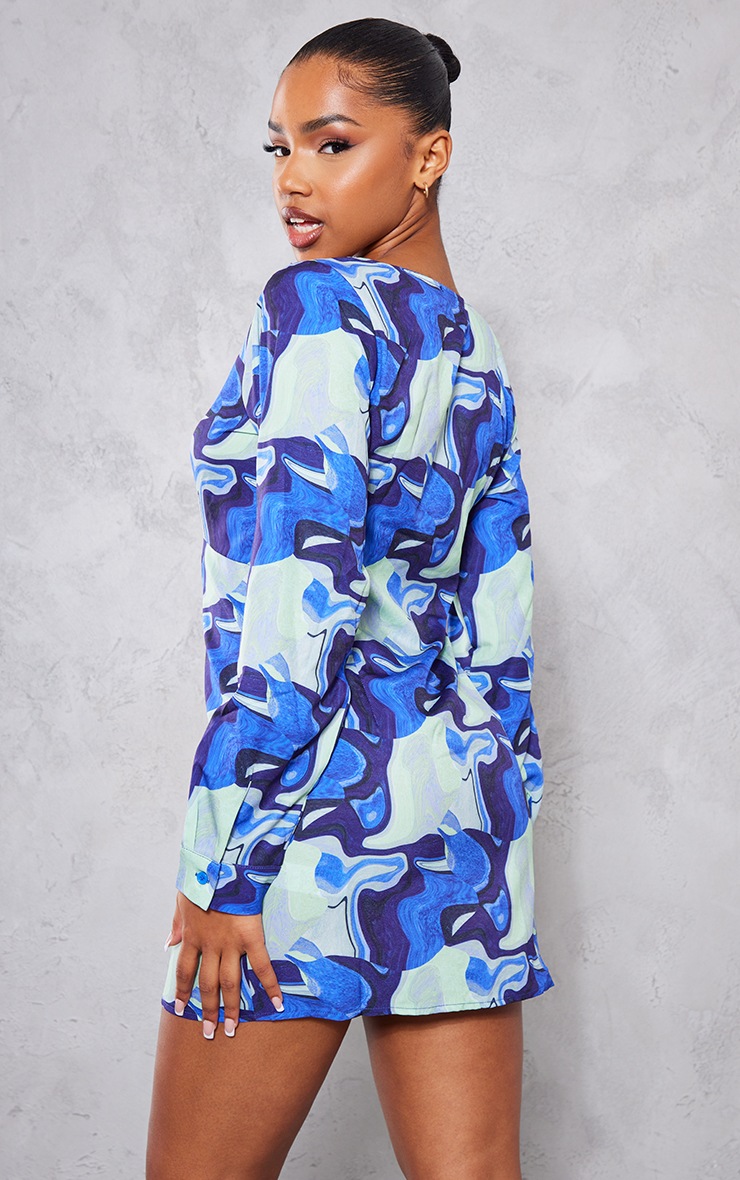 Blue Abstract Straight Fit Dress main image 0