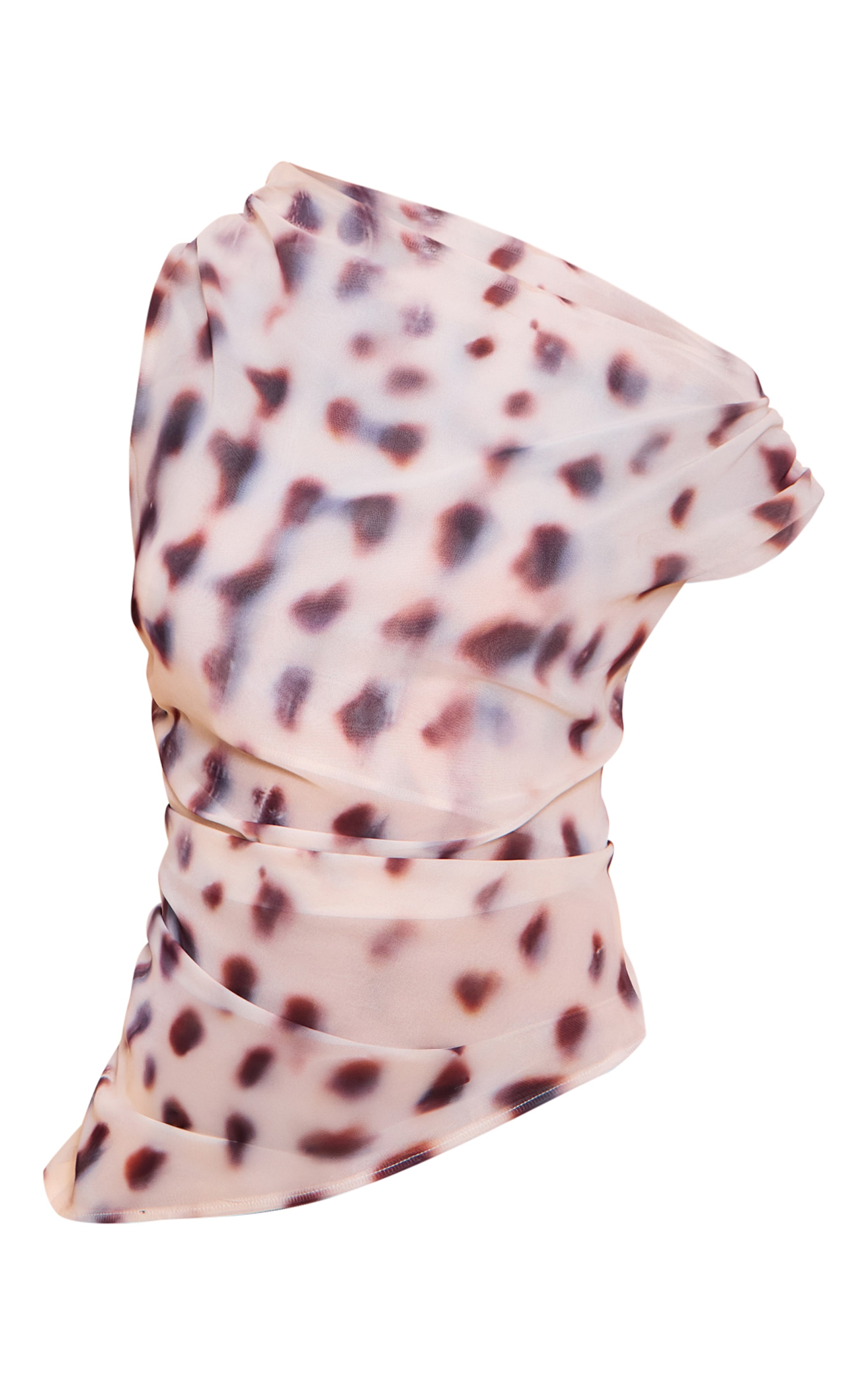 Cream Shell Printed Chiffon Asymmetric Hem Long Top image 5