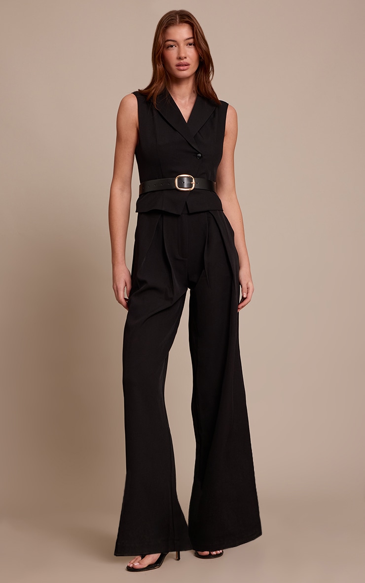 Black Tailored Woven Straight Leg Jumpsuit image 1