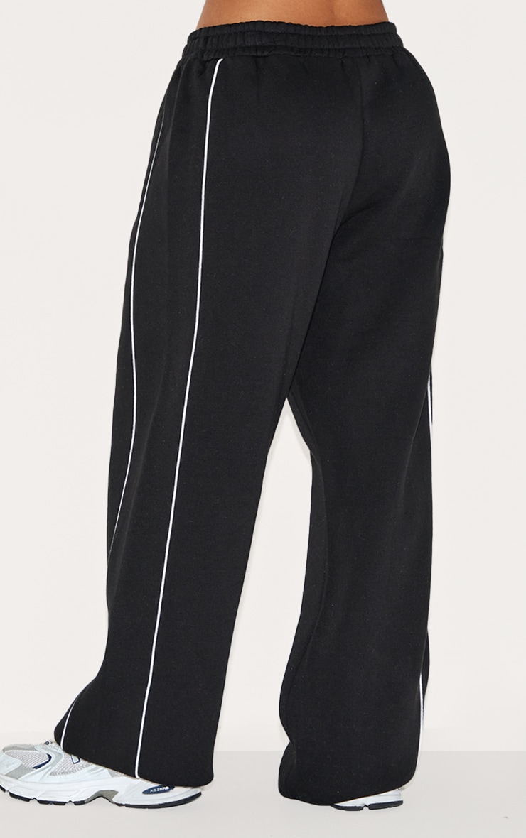Petite Black Piping Detail Joggers image 3