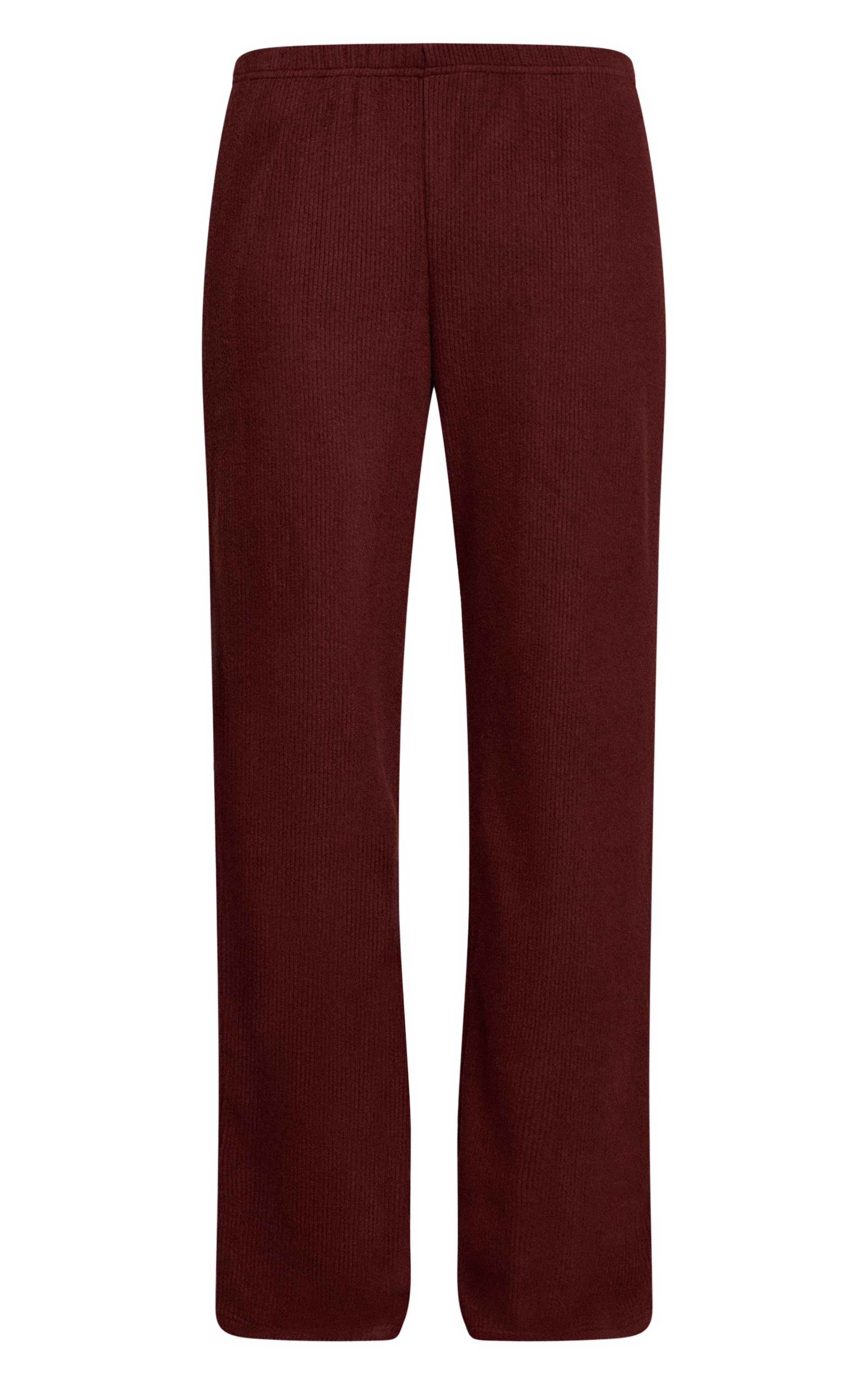 Chocolate Brown Soft Brushed Chunky Rib Wide Leg Pant image 5