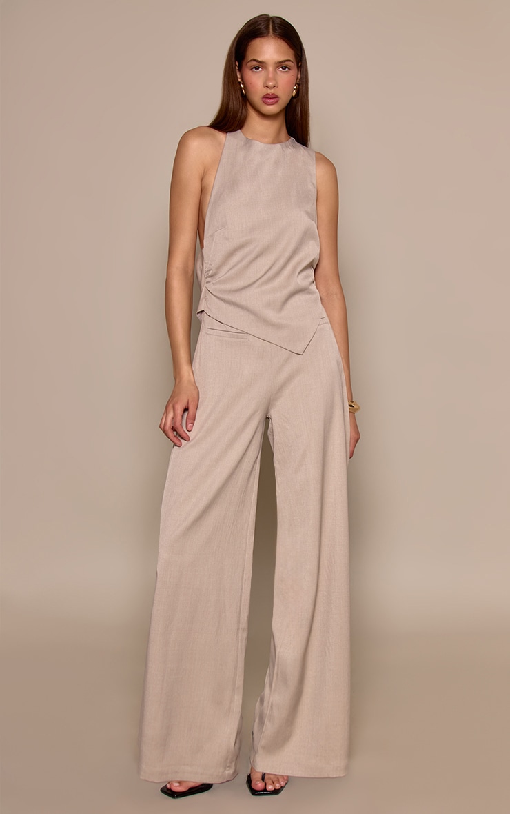 Stone Tailored Woven Cowl Back Jumpsuit