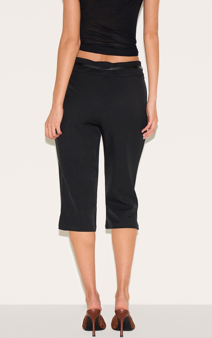 Pantalon capri tissé noir à ceinture image 3
