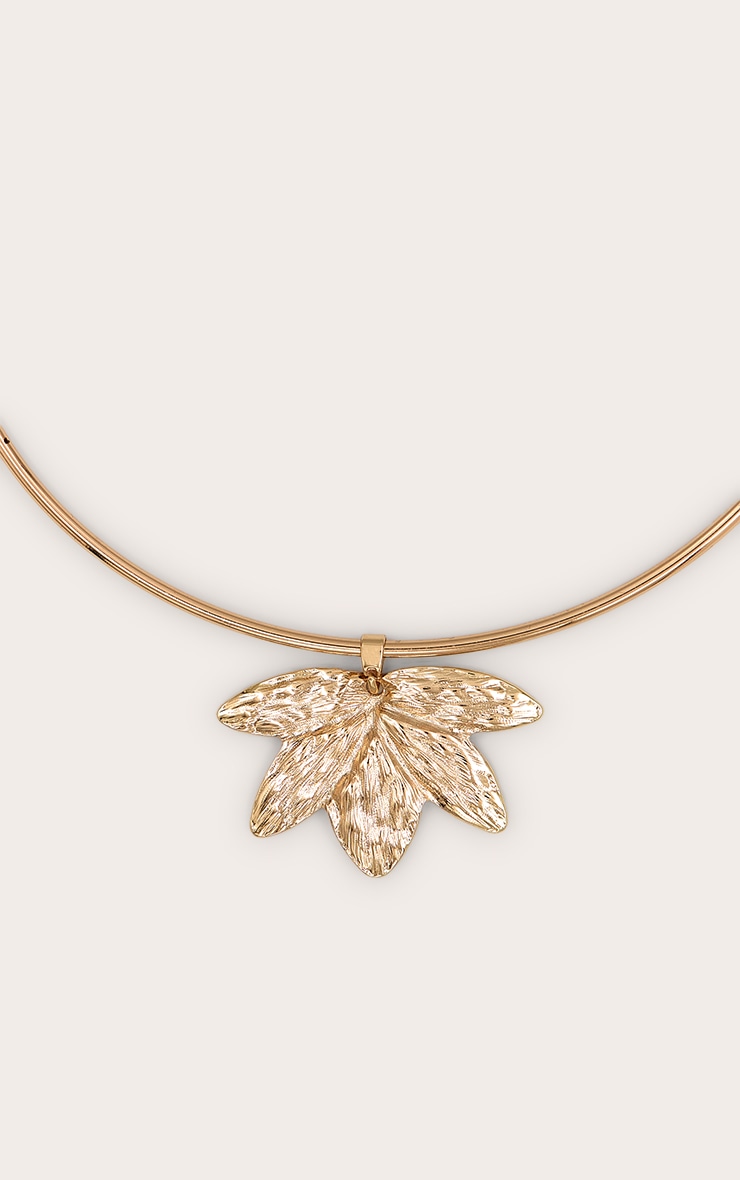 Gold Leaf Structured Collar Necklace image 3