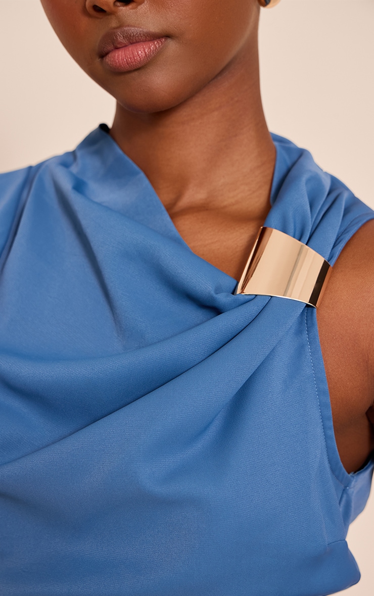 Petrol Blue Trim Shift Mini Dress image 4