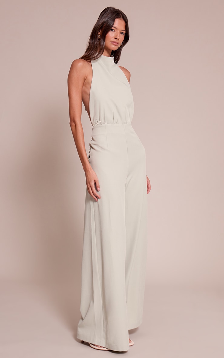 Mint Woven Halterneck Wrap Detail Wide Leg Jumpsuit image 3