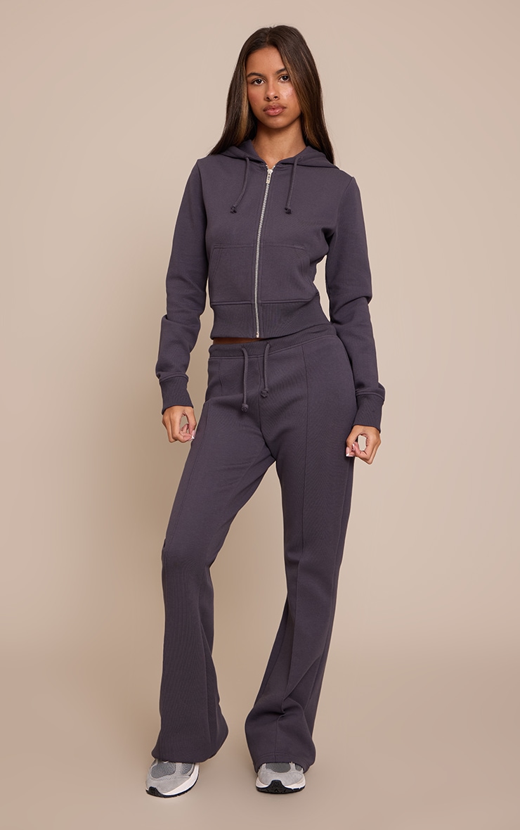 Petite Navy Fitted Zip Up Cropped Hoodie  image 3