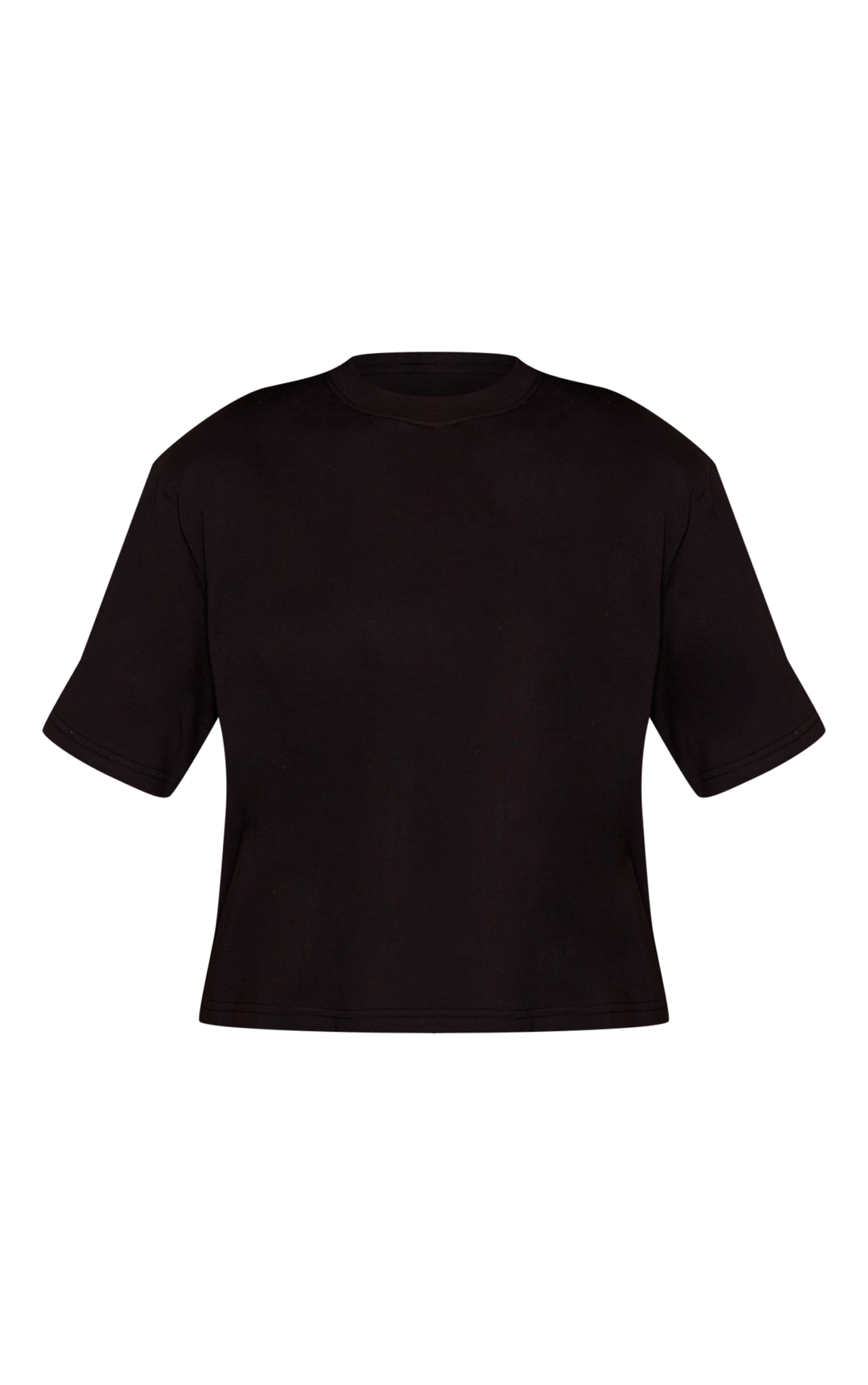 Black Shoulder Detail Cropped Boxy T-Shirt image 5