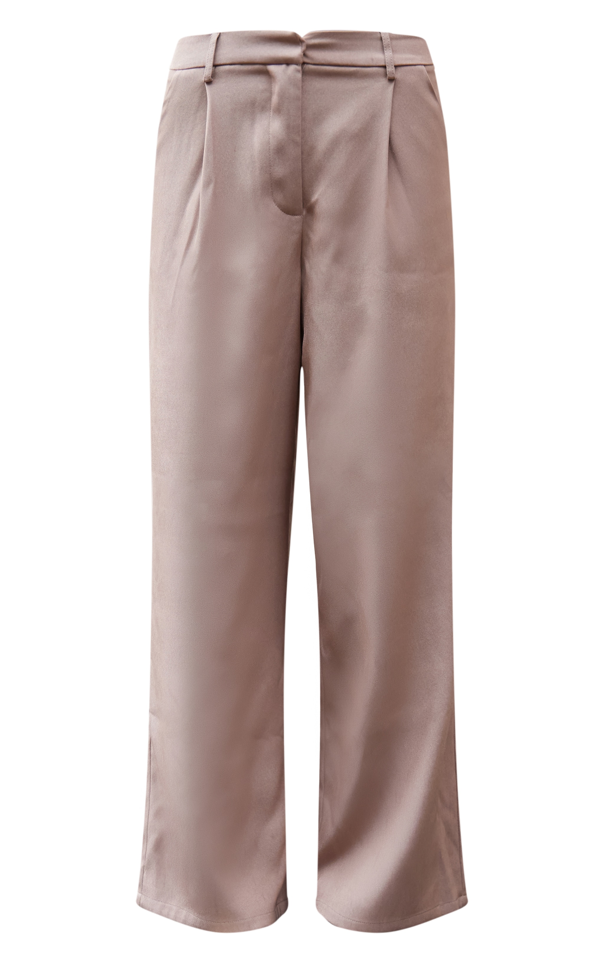 Taupe Premium Pleat Front Straight Leg Tailored Trousers image 5