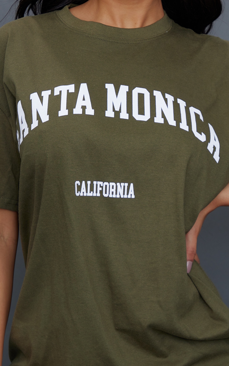 Dark Khaki Santa Monica Print T Shirt image 4