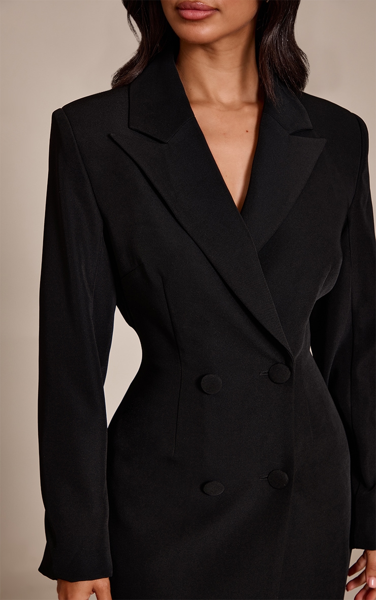 Petite Black Open Back Drape Blazer Dress image 4