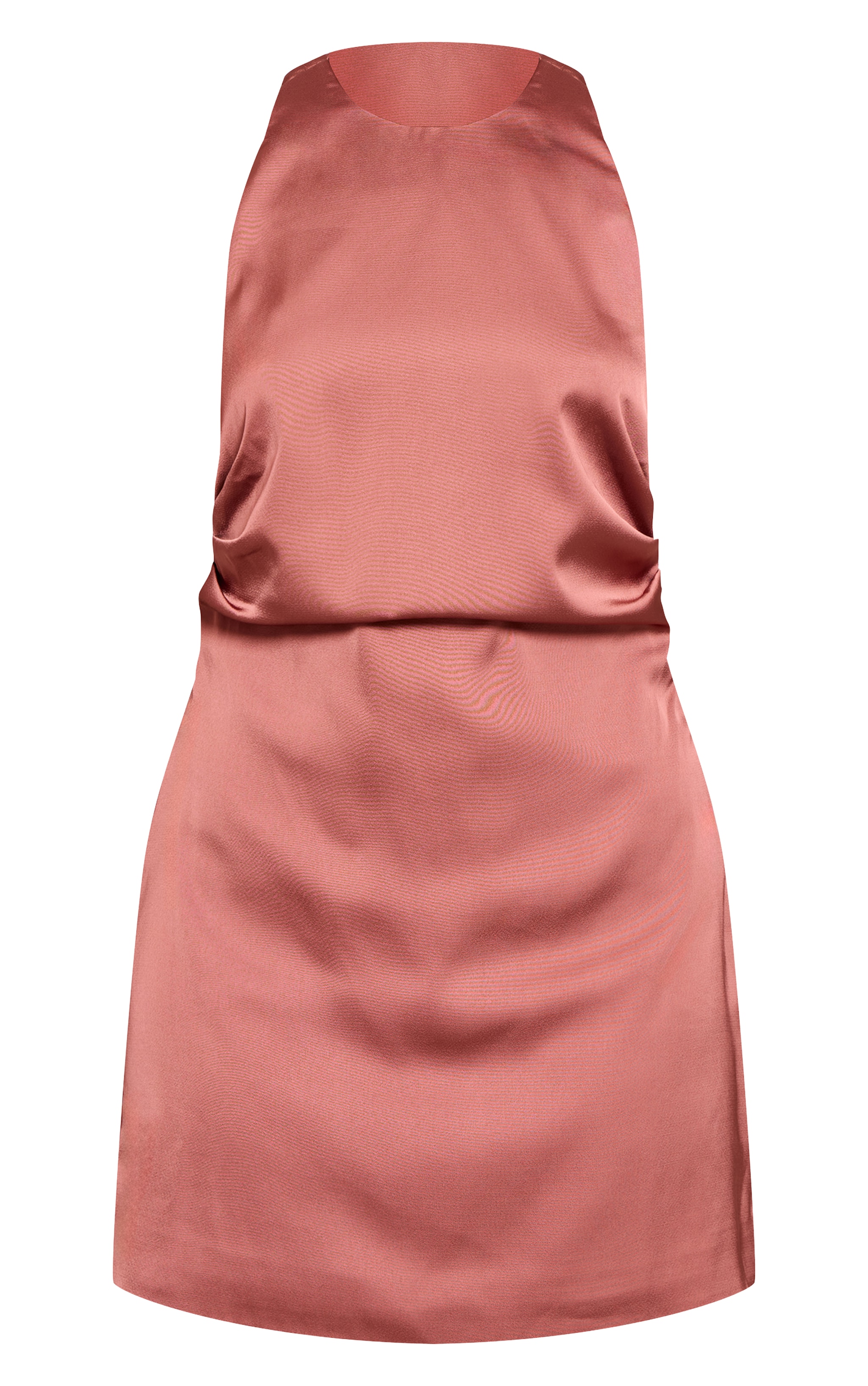 Dusty Pink Satin Halterneck Back Cut Out Shift Dress image 5