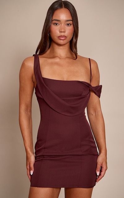 Plum Woven Drape Mini Dress