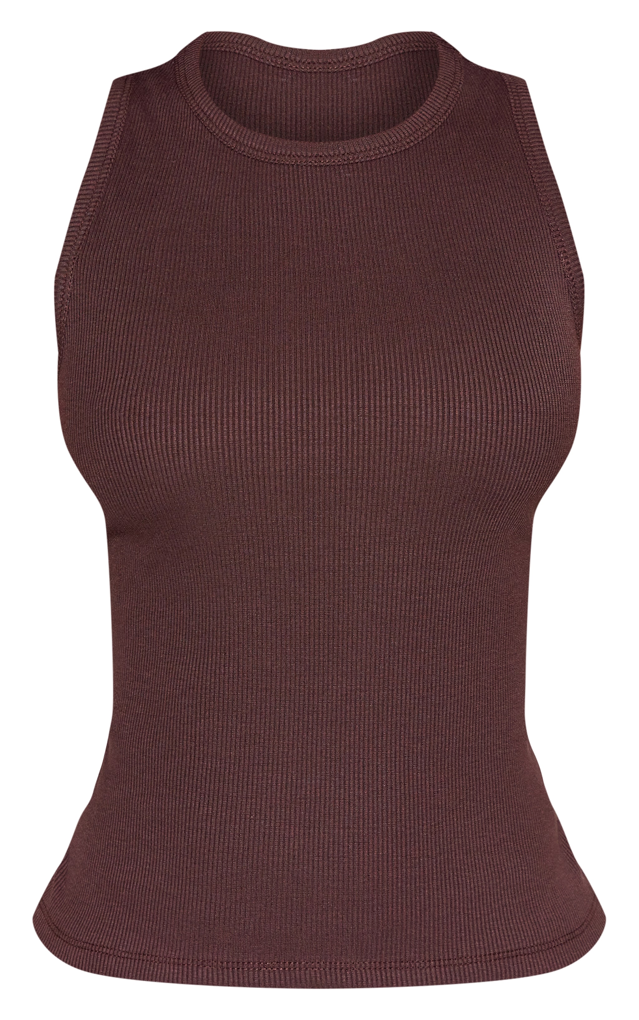 Petite Chocolate Racer Style Fitted Vest Top image 5