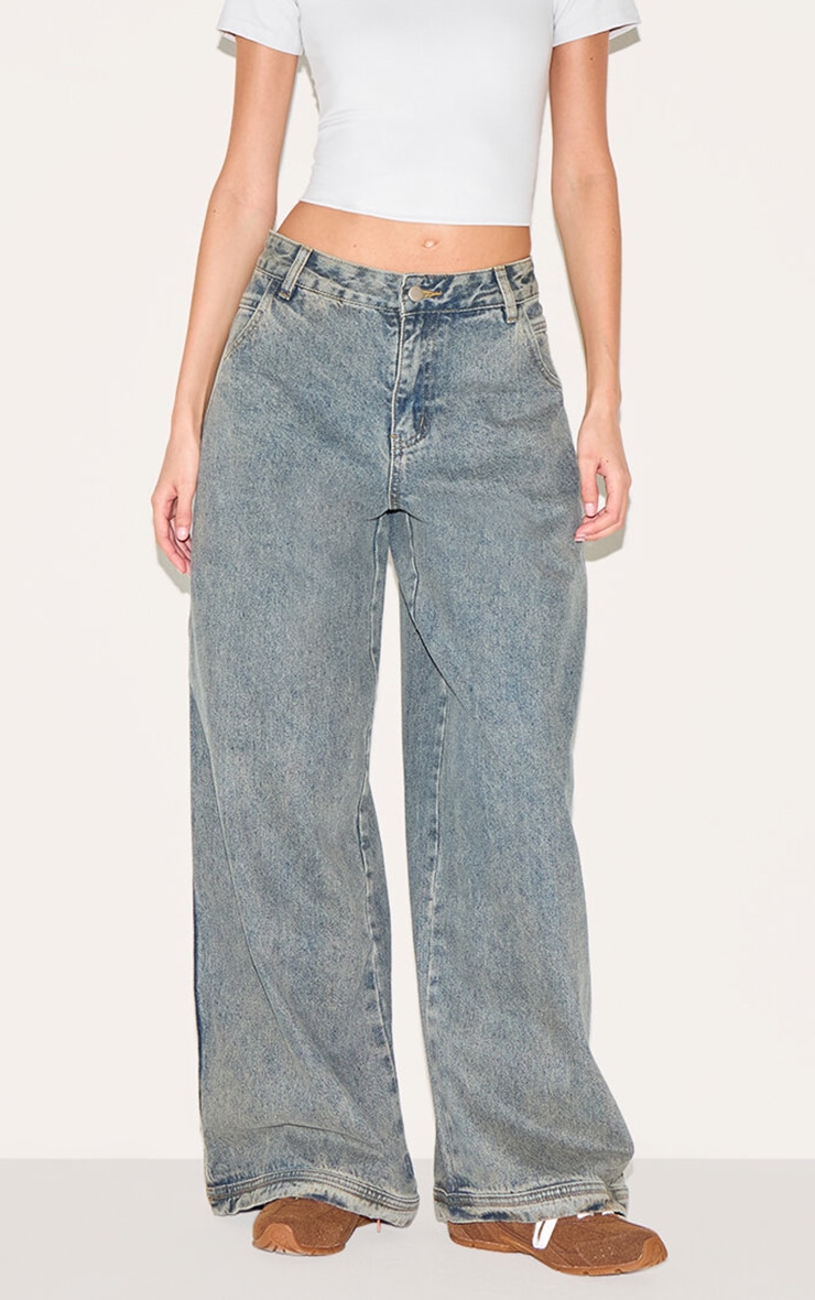 Jean baggy vintage à taille basse et coutures surjetées image 2