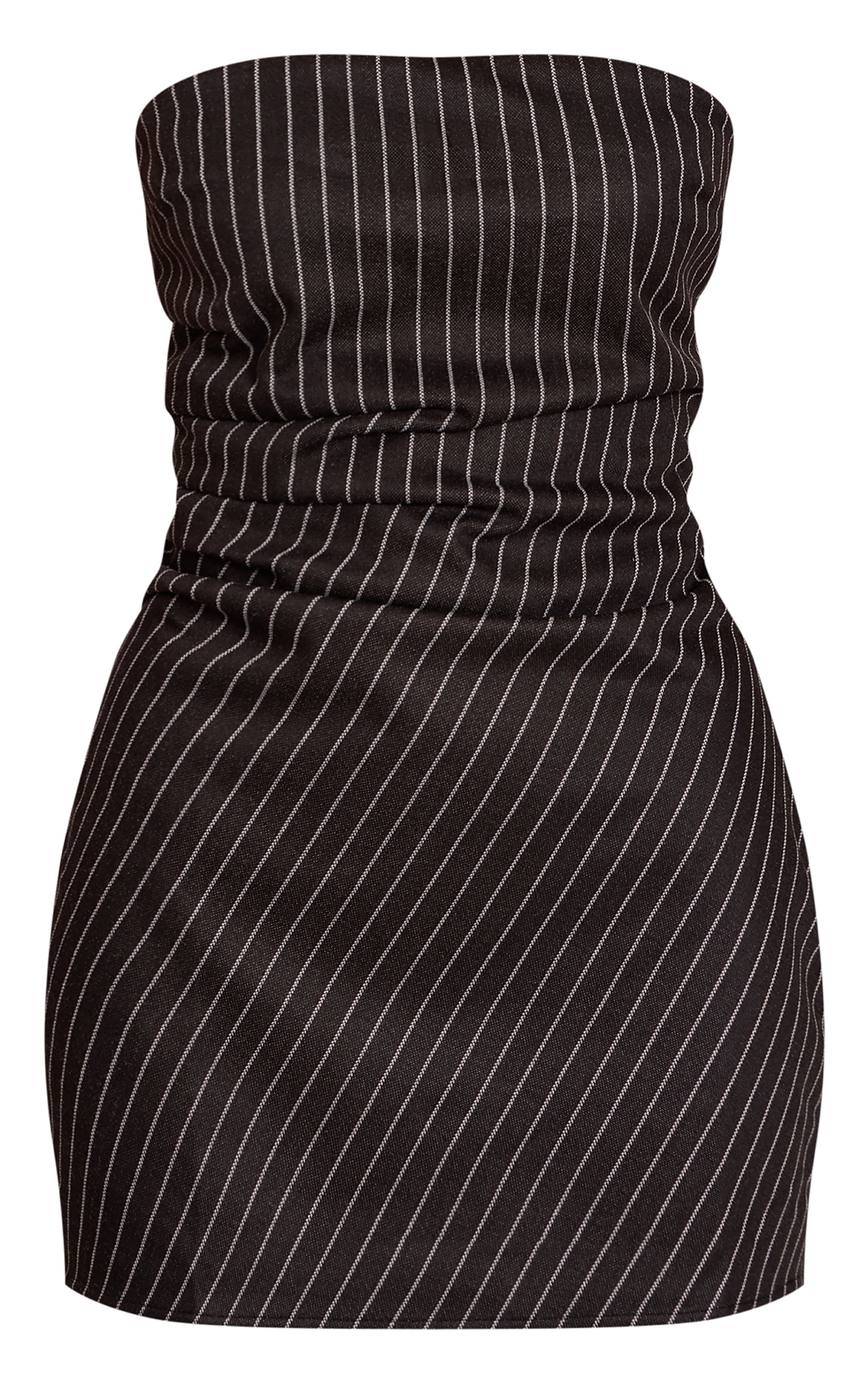 Robe bustier moulante brossée noire à fines rayures image 5