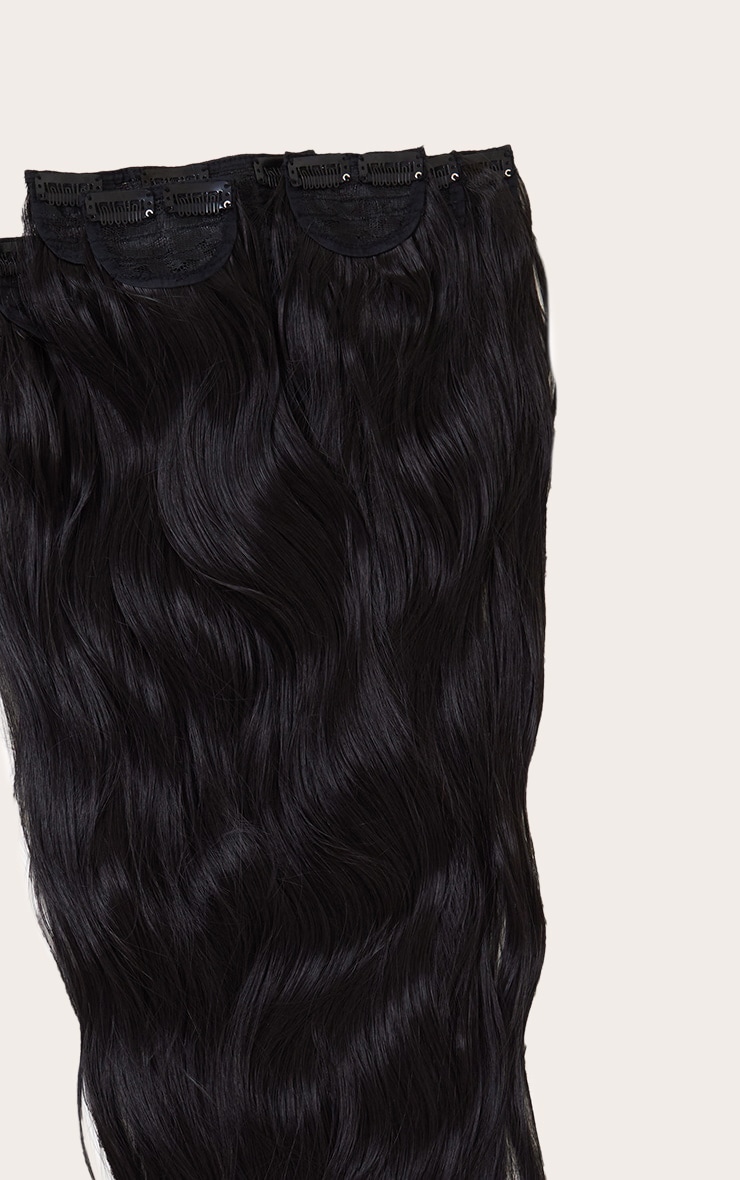 Lullabellz Extra AF 5 mèches d'extensions de cheveux naturelles ondulées à clipser Raven 86 cm image 5
