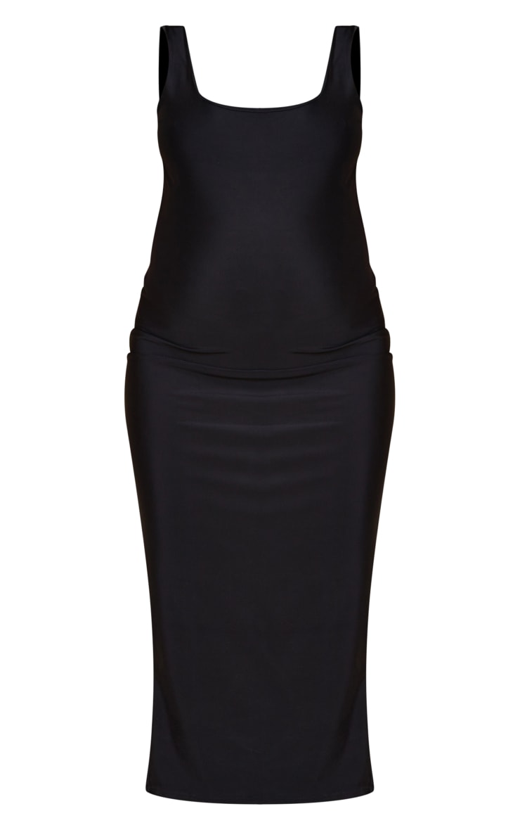Maternity Black Fitted Scoop Neck Midi Dress image 5